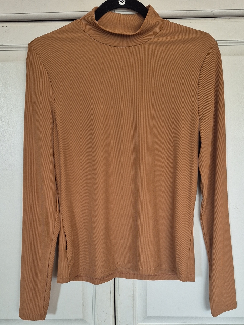 Women's Long Sleeve Mock Neck Top in Camel